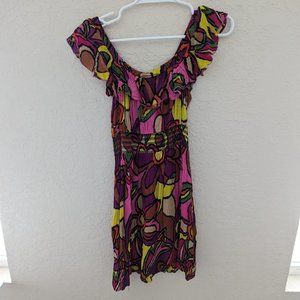 Steve Madden Vintage Colorful 90s Dress Off the Shoulder Size M